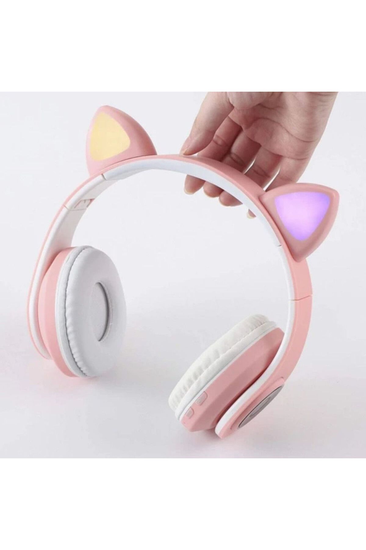 Mercaton-Wireless headphones with microphone, Bluetooth 5.0, card slot, RGB LED, cat ear design 3