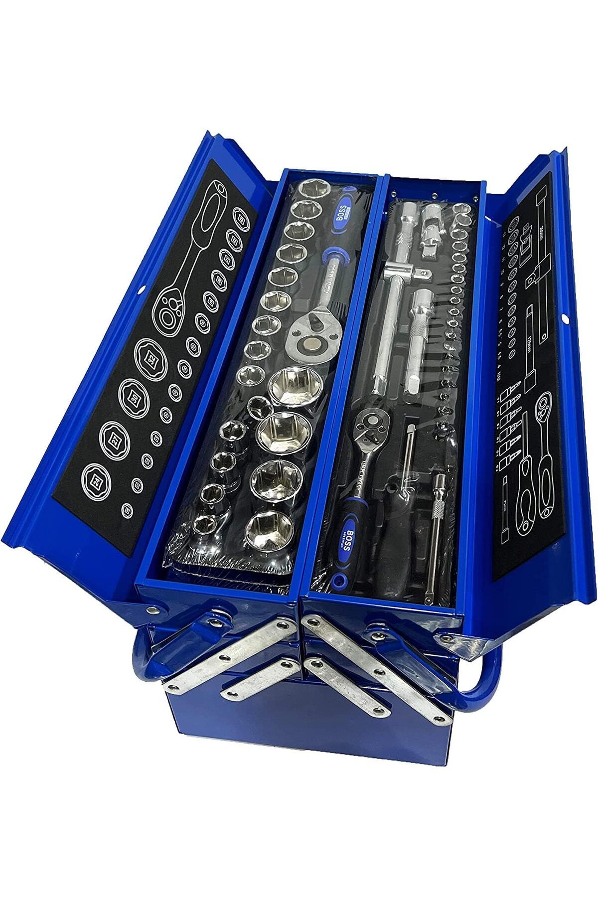 boss life style-85-Piece Socket Set Toolbox with Wrenches 3
