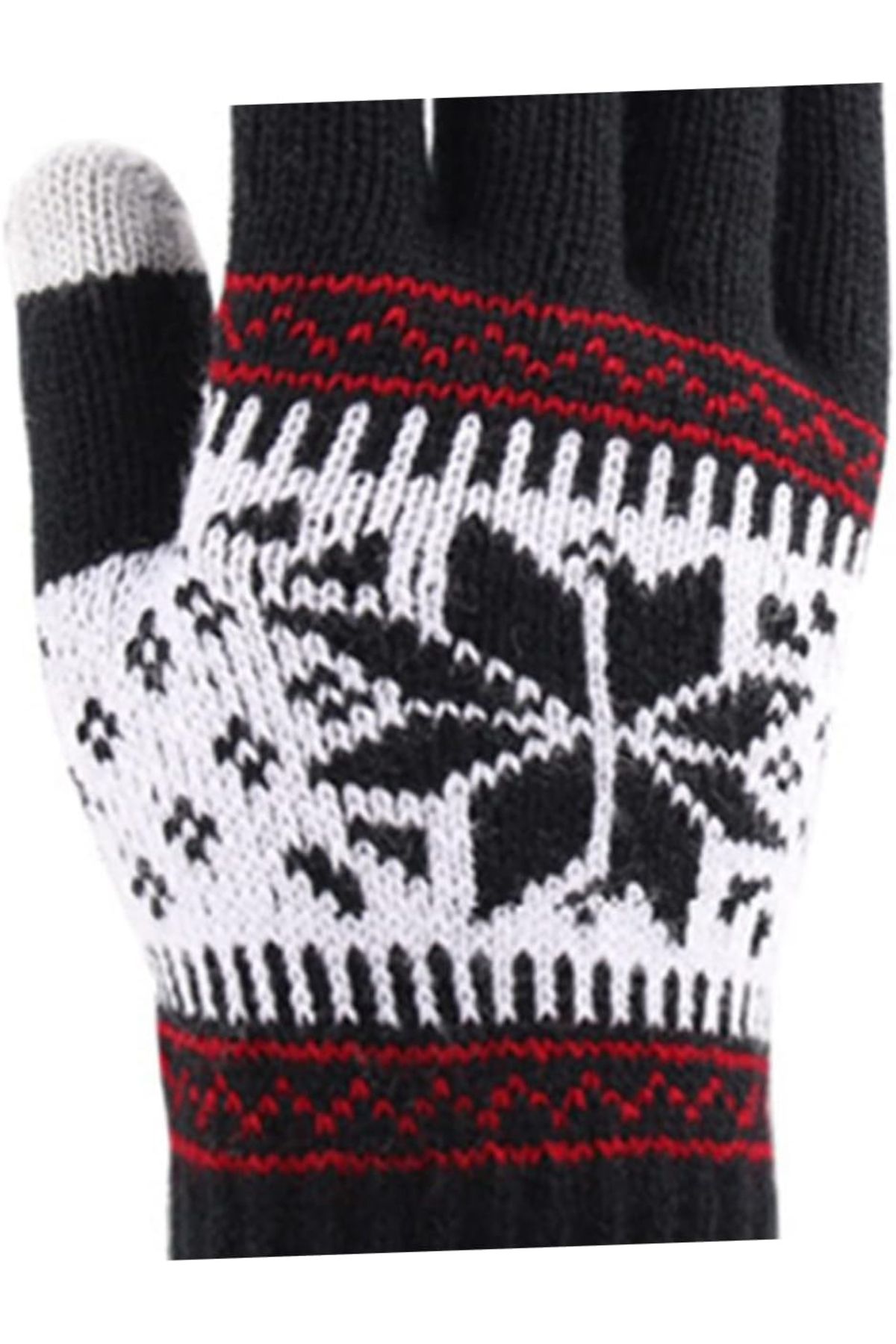TECOS-Winter touchscreen gloves for adults, Tecos®, universal size, black with Nordic pattern 4
