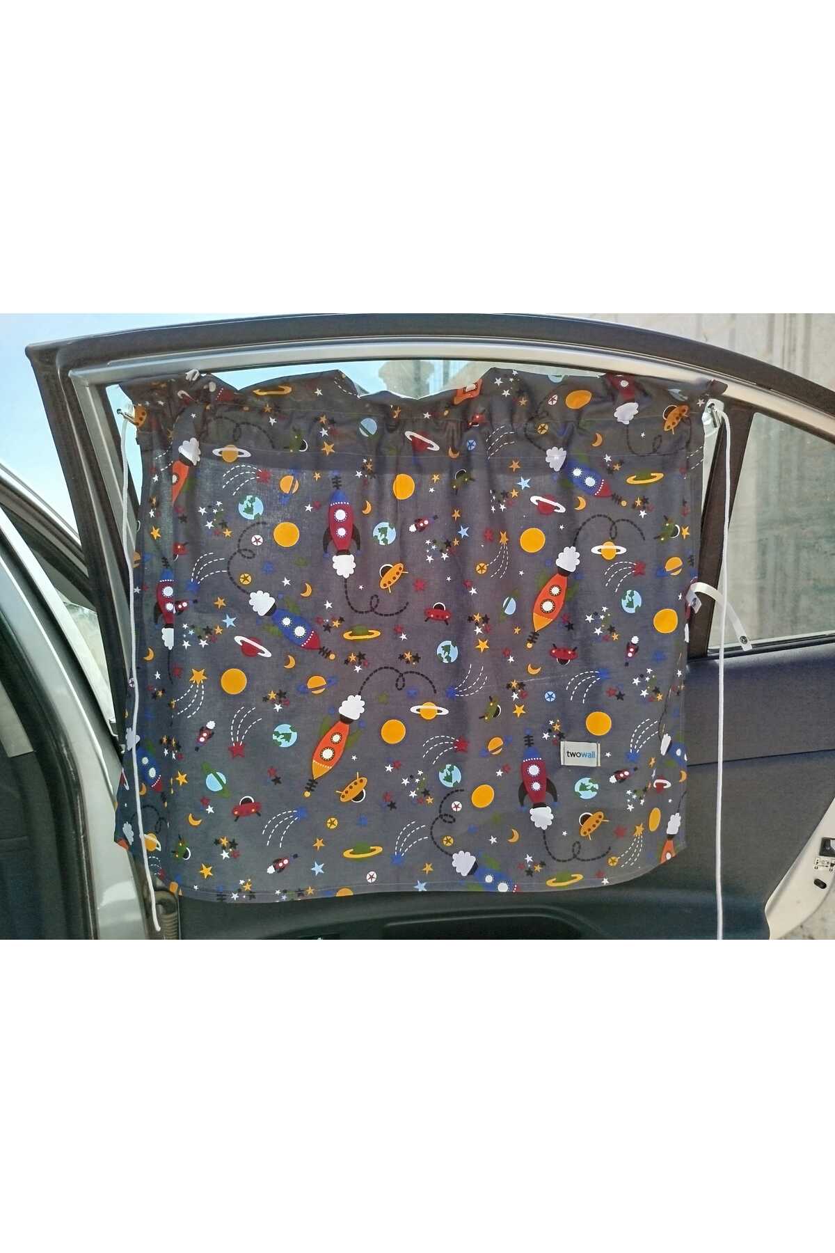 twowall Araç Perdesi Bebek Çocuk Gölgelik uzay temalı, Oto Cam Perde fotoğrafı 2 (önizleme)