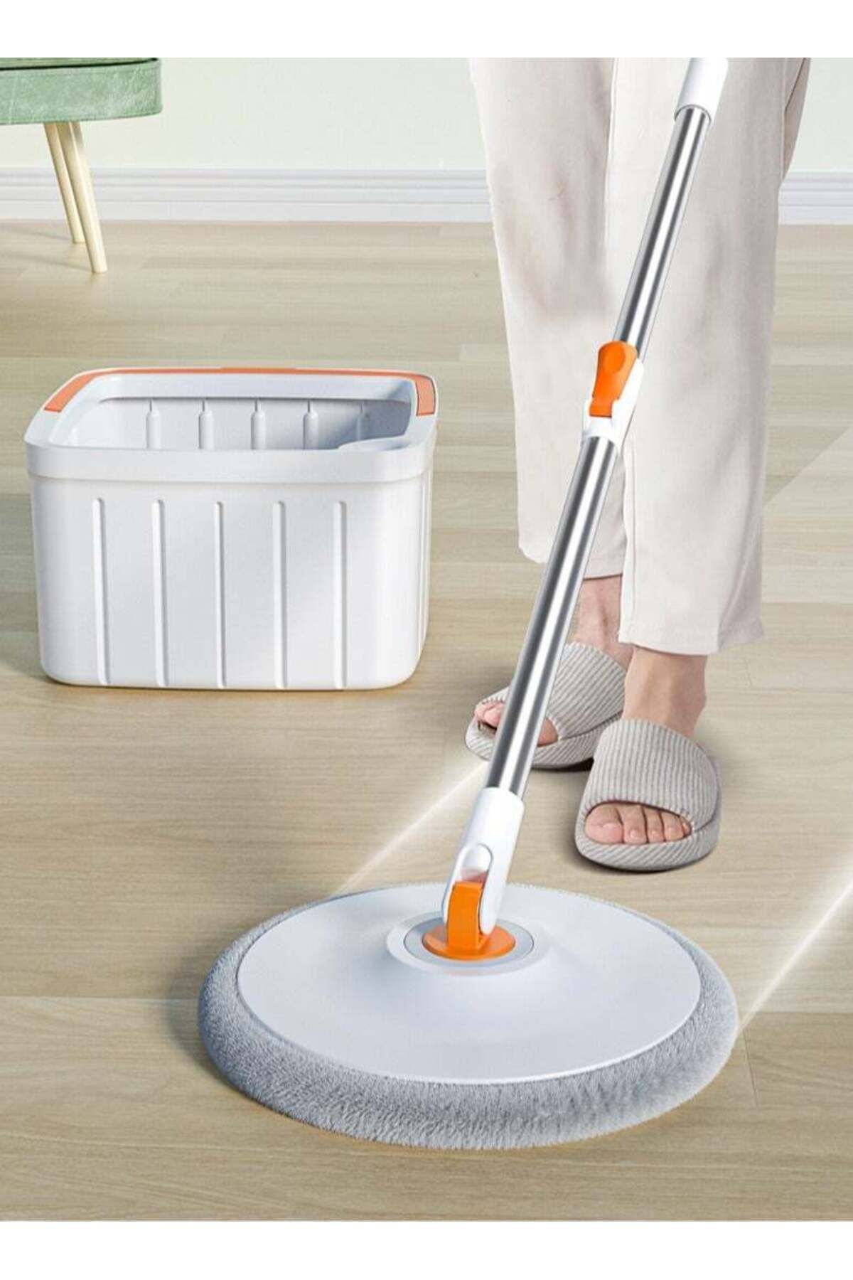 COOYA-Spin Mop and Bucket Set,180° Rotating Mop Head Wet&Dry Use with 2 Washable Pad,Mops for Hardwood 1
