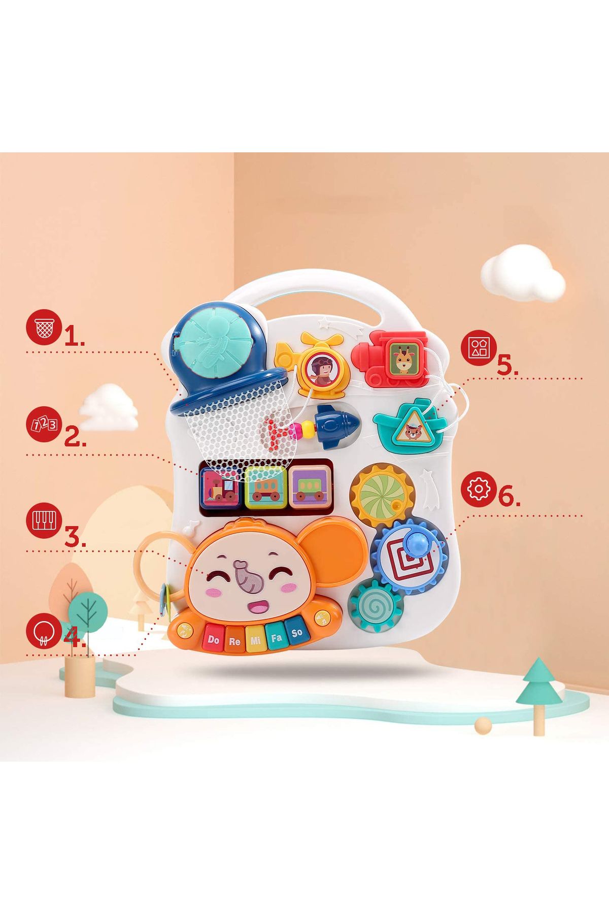 İSP-5 in 1 Interactive Baby Walker, "LikeSmart Elephant Stroller PLUS" with Removable Interactive Table, 3