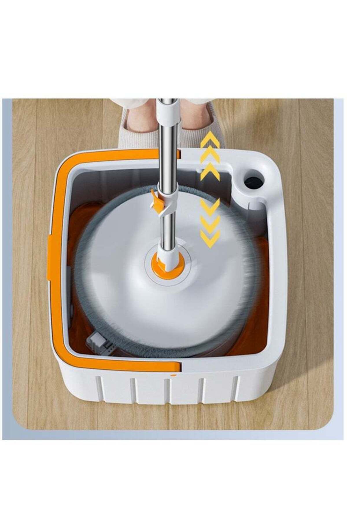COOYA-Spin Mop and Bucket Set,180° Rotating Mop Head Wet&Dry Use with 2 Washable Pad,Mops for Hardwood 7