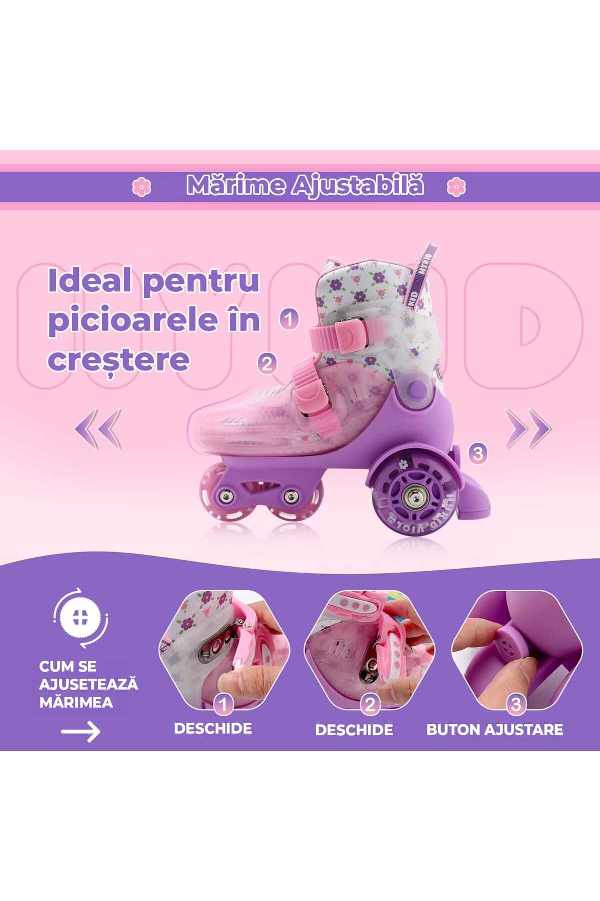 Elindor-Adjustable children's rollers, 4 lighted wheels, triangle stability, Viola model, size S, pink 5