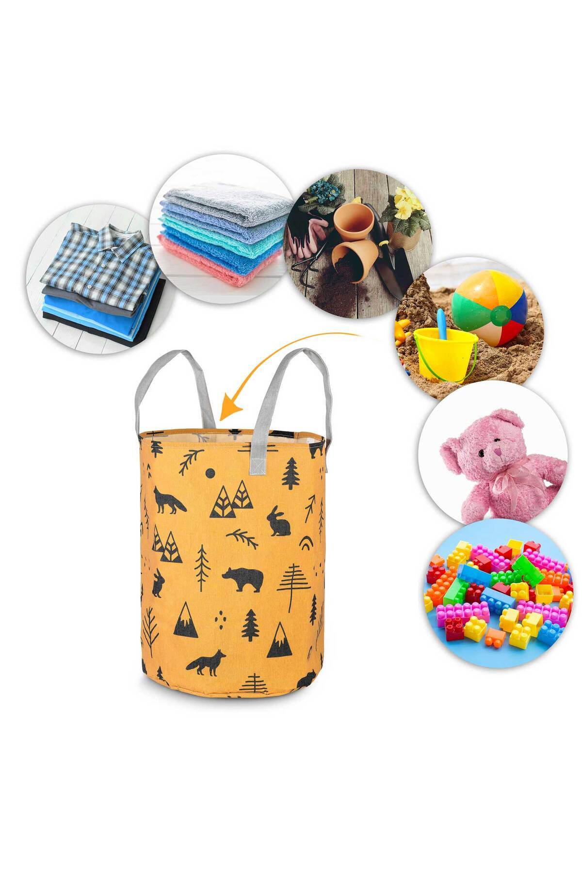 OEM-Toy Storage Basket, Forrest Animals, with Handles, Made of Quality and Durable Material, Lid 8
