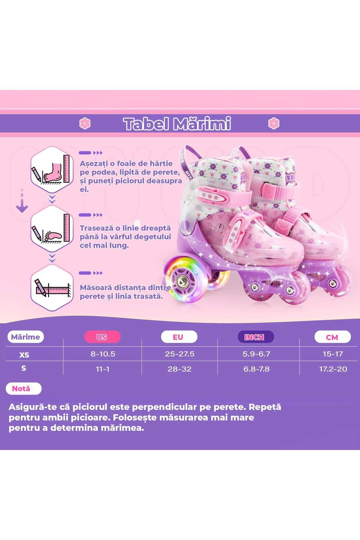 Elindor-Adjustable children's rollers, 4 lighted wheels, triangle stability, Viola model, size S, pink 2
