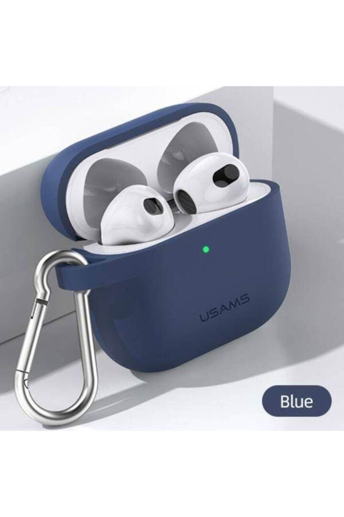 dalip-Protective Case for Headphone Support, Compatible with Apple AirPods 3, with Carabiner, Silicone, Bl 3