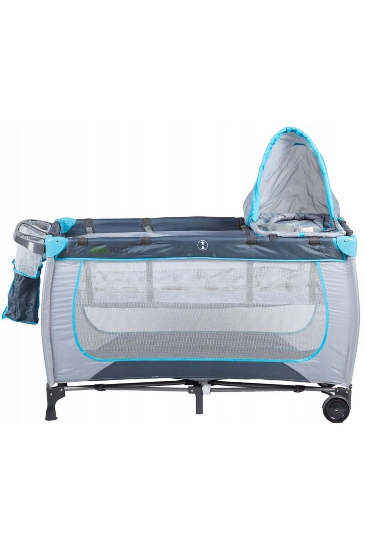 SERSIMO-Folding cot with mosquito net and changing table, steel frame, 126x66x77 cm, gray 5