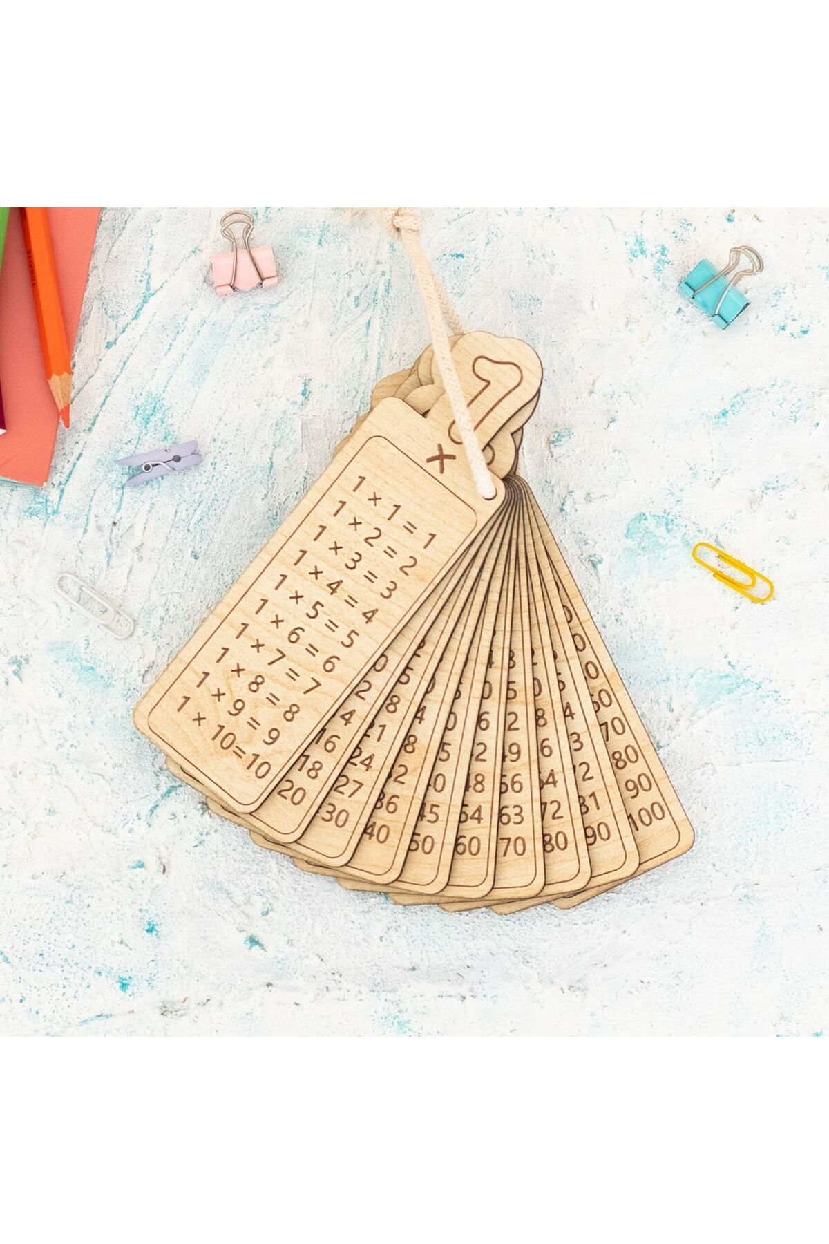 Ahşap Renkli ve Doğal Çarpım Tablosu Seti | Montessori Uyumlu Eğitim Materyali