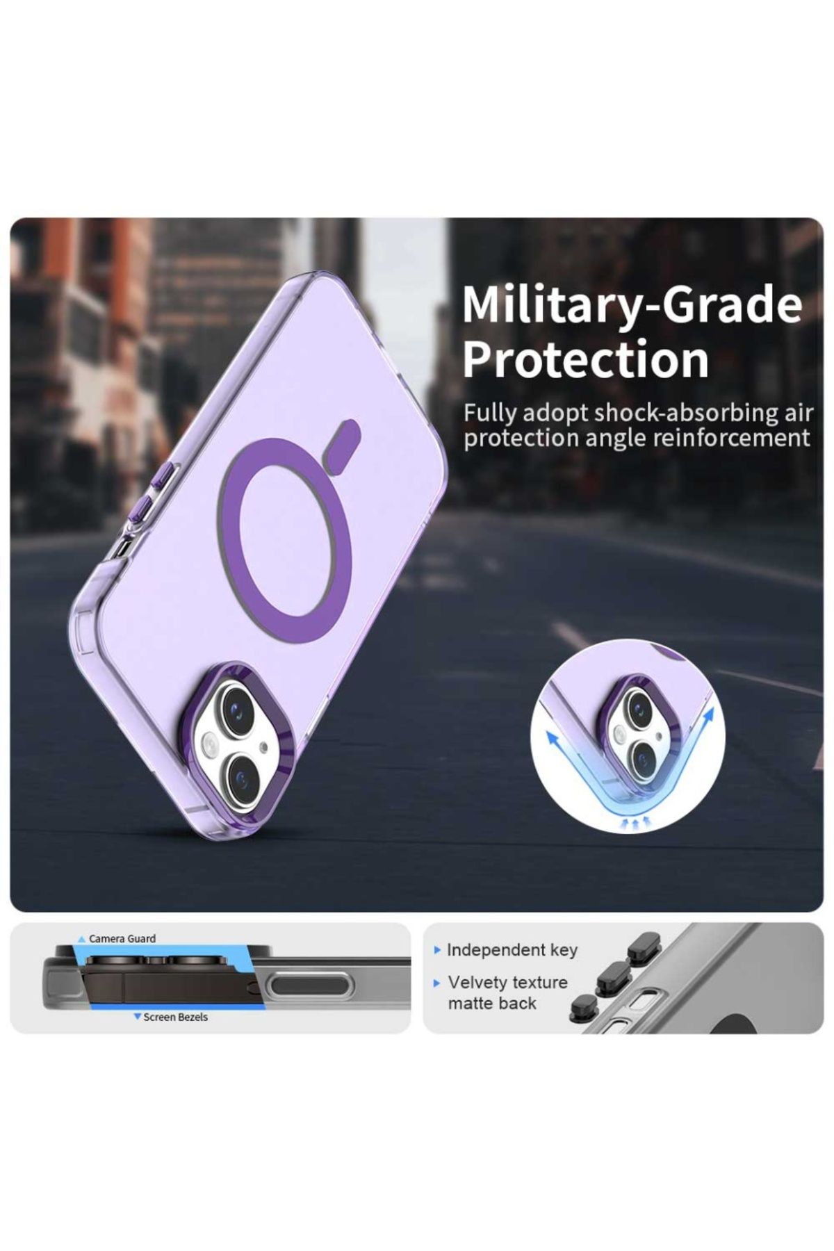 SKYDDAR INNOVATION-Case for iPhone 15, CandyCase, Magsafe, sticker set, Purple 5