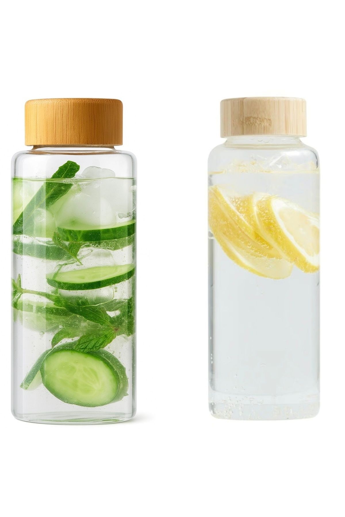 PUFO-Hydrate bottle for water or liquids made of borosilicate material, bamboo lid, 1L 2