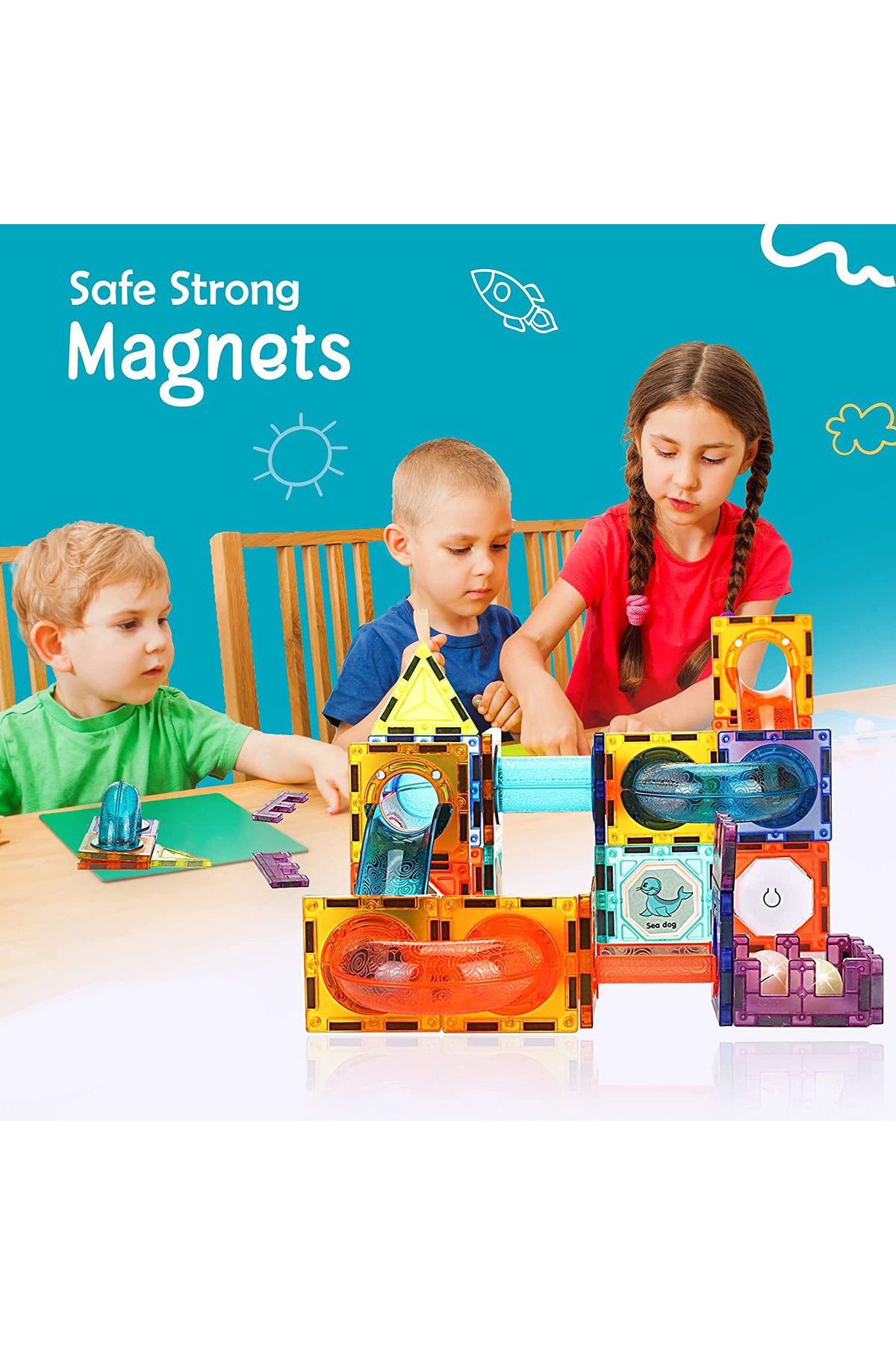 İSP-Set de constructie, ISP, LikeSmart Magnet Blocks, 148 piese, Multicolor 2