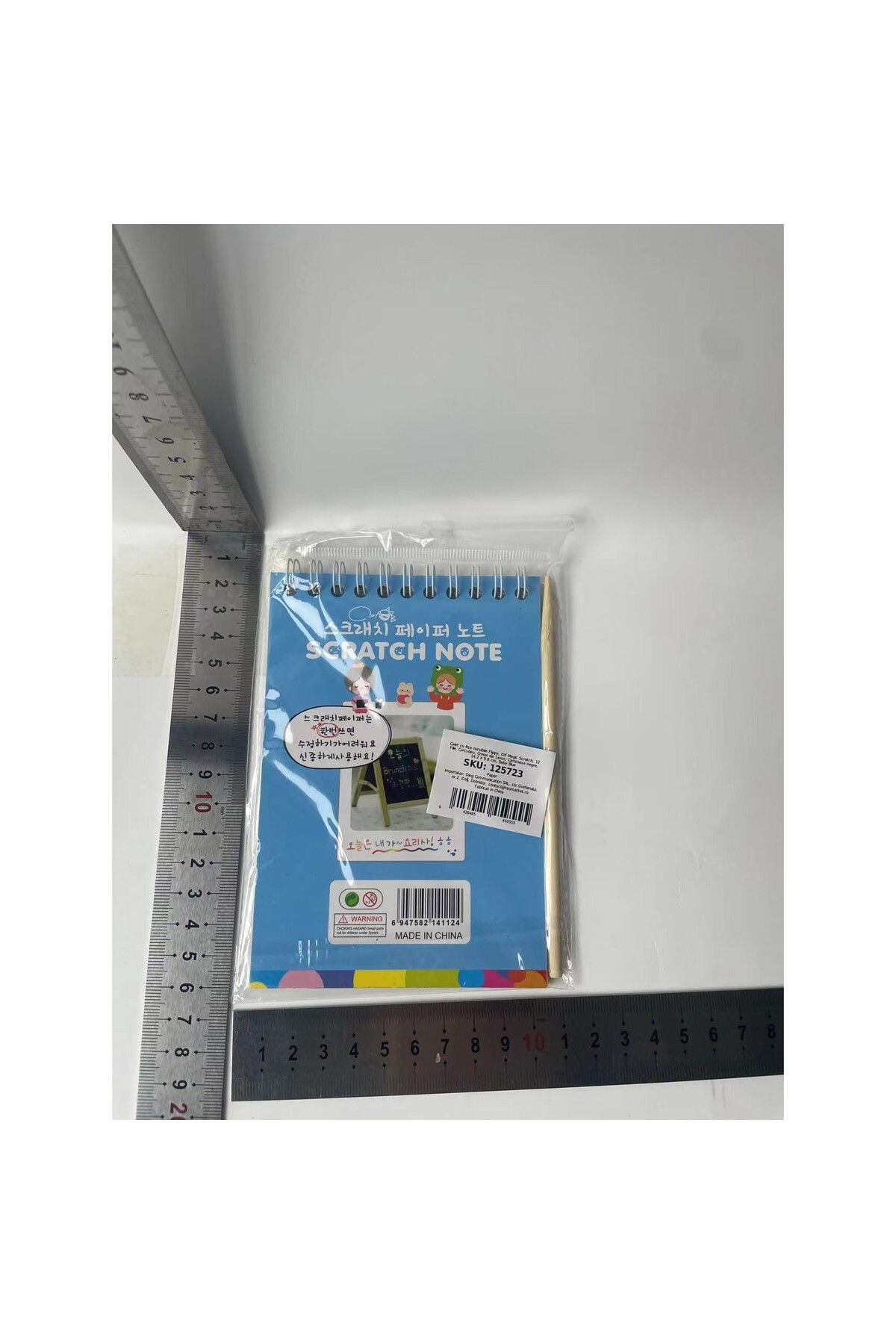 Flippy-Carte de răzuit, Scratch magic DIY, 12 coli, Curcubeu, Creion din lemn, Cartonașe negre, Albastru bebeluș 9
