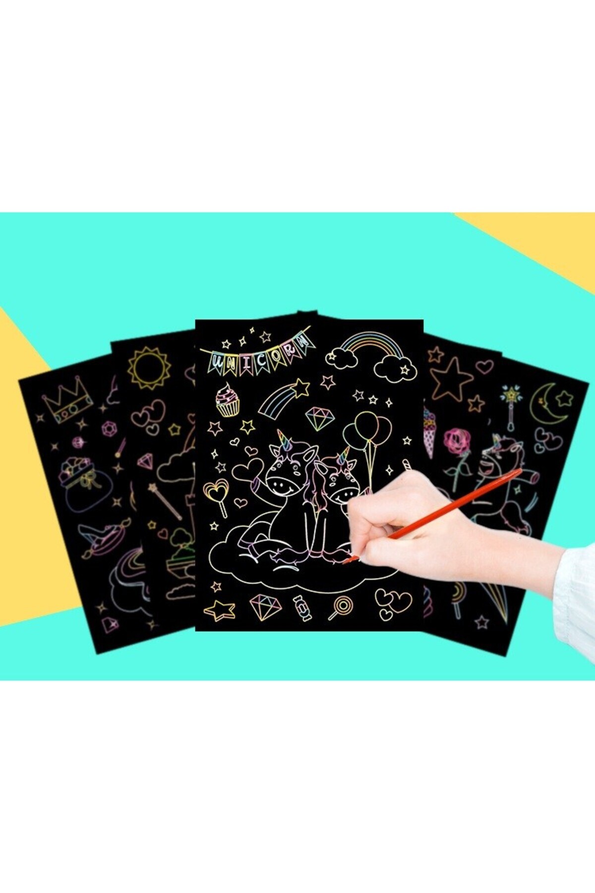 Flippy-Set of 9 Scratch Cards, Flippy, Scratch ArtCards, Multicolor 5
