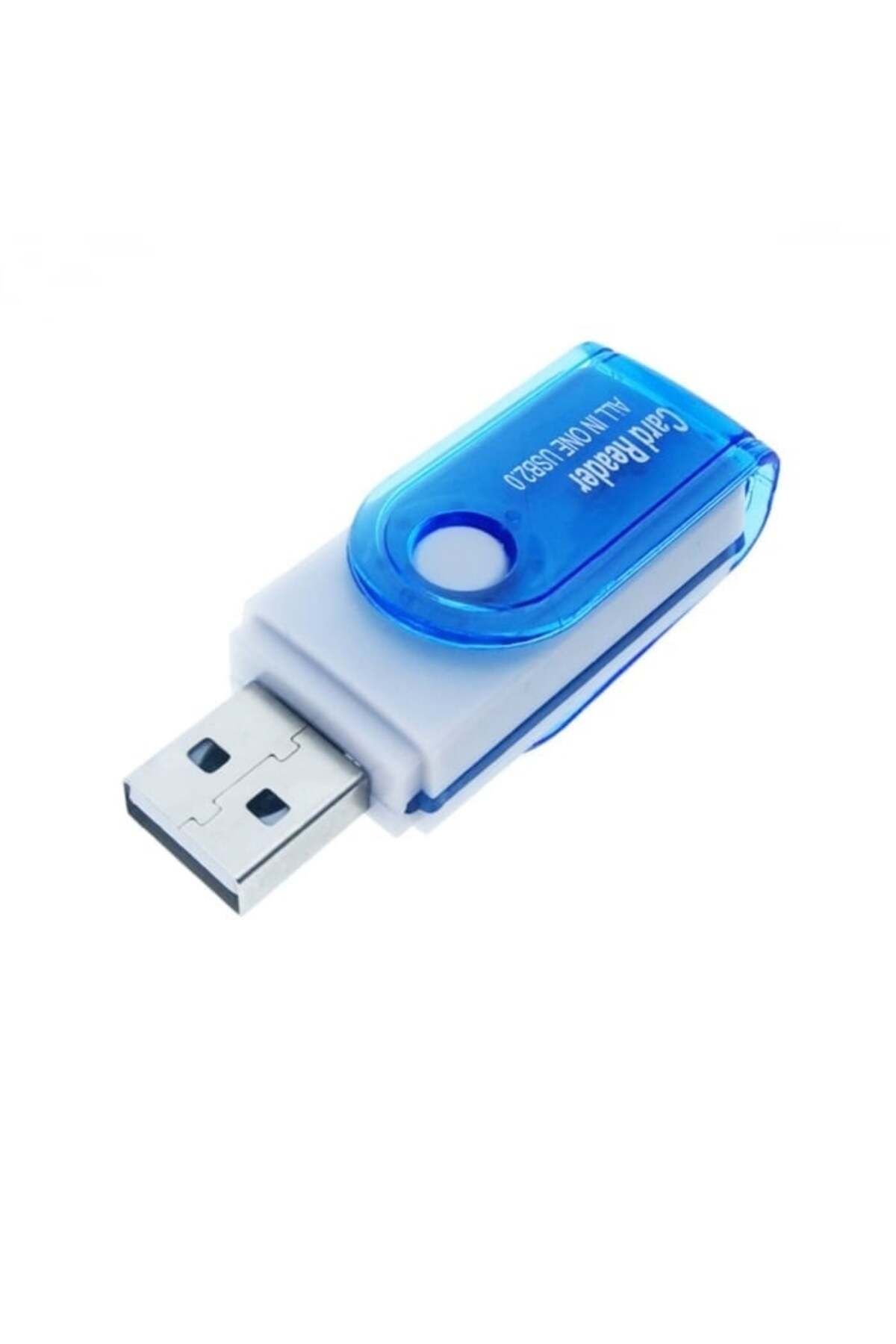FOXMAG24-Cititor USB 2.0 pentru carduri de memorie MicroSD, SDHC, M2, MMC, cu capac rotativ, albastru 2