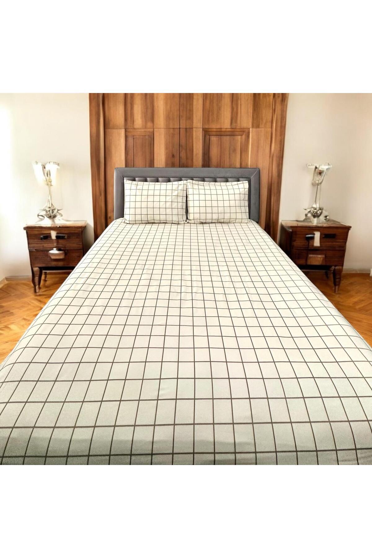 Arma Concept-Single Checkered Pattern Ranforce Fabric Fitted Elastic Sheet & 1 Pillow Case 1
