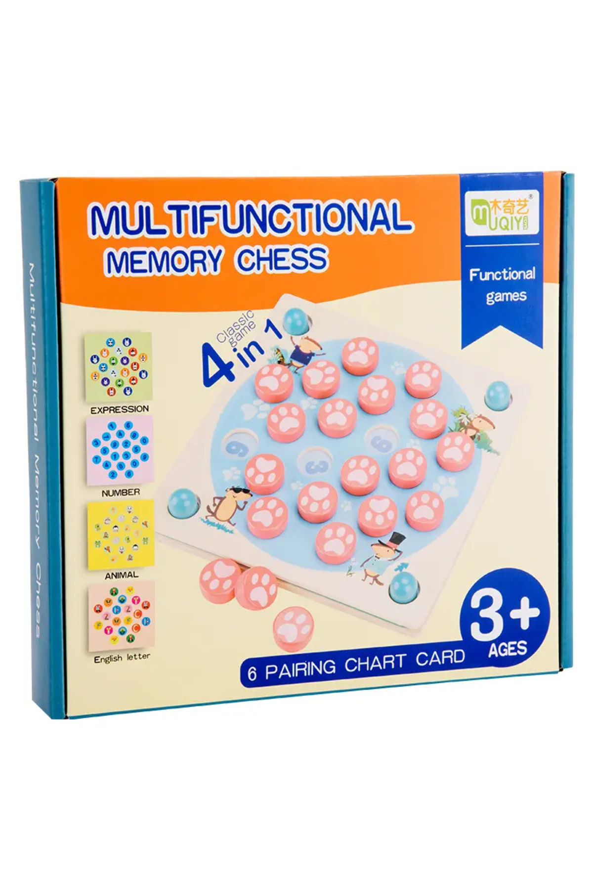 SARALMA-Memory Game 4 in 1 Multifunctional, Memory Chess, Montessori 1