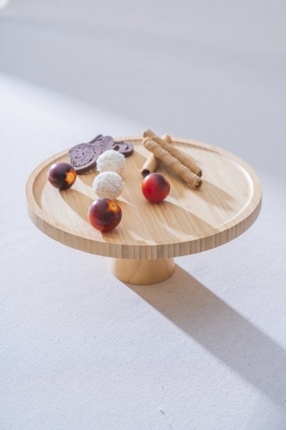 ACAR Bambu Dönerli Sunum Yüksek Ayaklı 25 cm 25 cm Kahve
