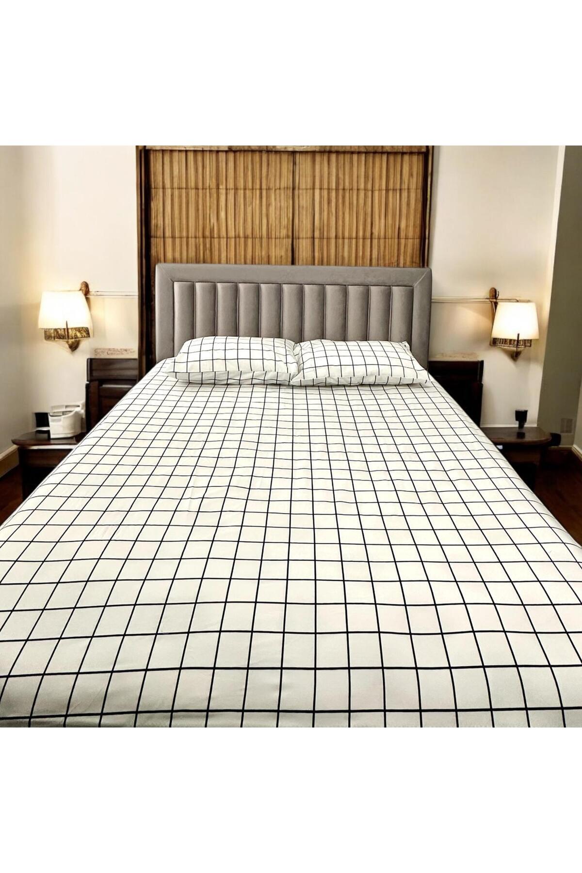 Arma Concept-Single Checkered Pattern Ranforce Fabric Fitted Elastic Sheet & 1 Pillow Case 1