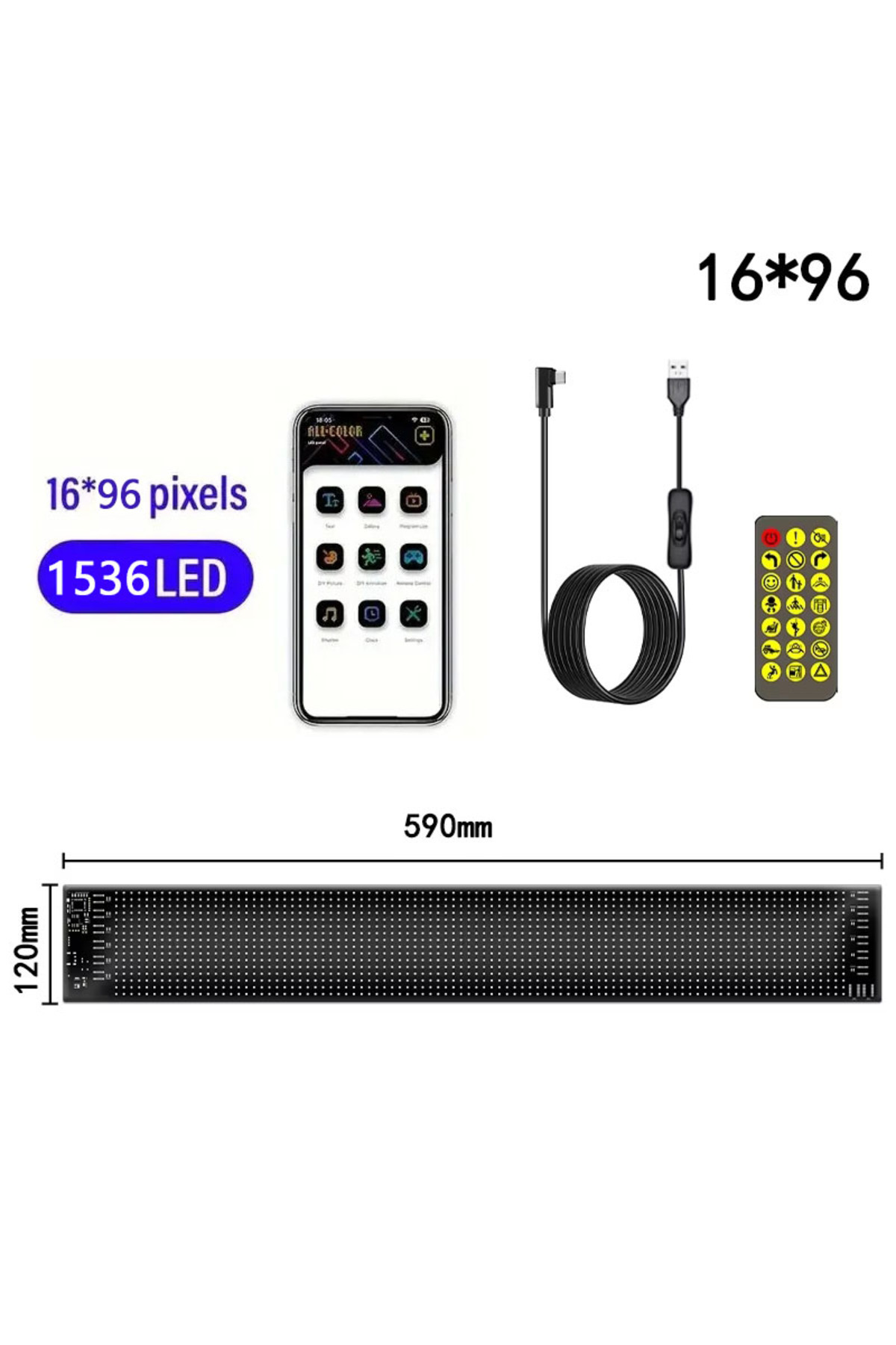 Choice-16x96 LED Programmable Flexible USB LED Sign Matrix Pixel Panel Scrolling Advertising Text Animation 1