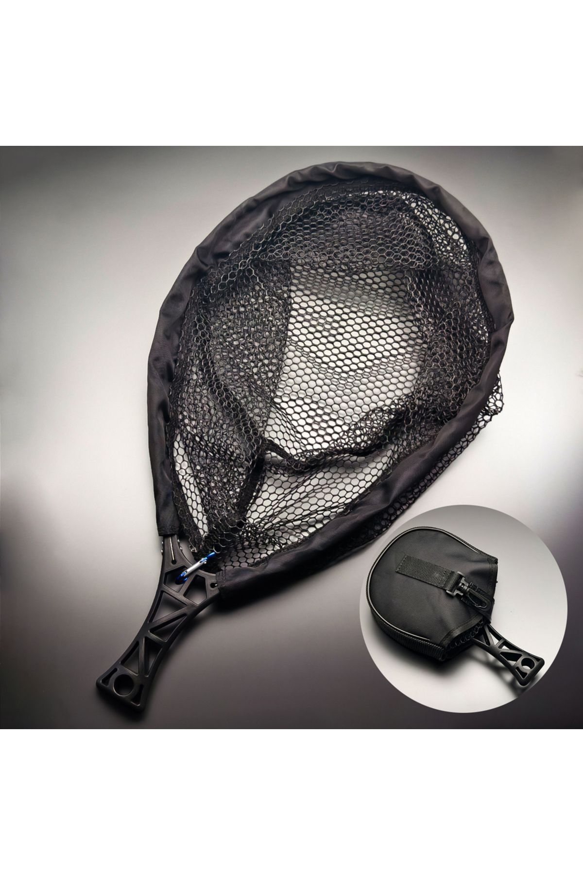 Choice-black ANFS Fishing Landing Net, Fold-able Landing Trout Net, Rubber Coated Mesh Trout Net with Tackl 1