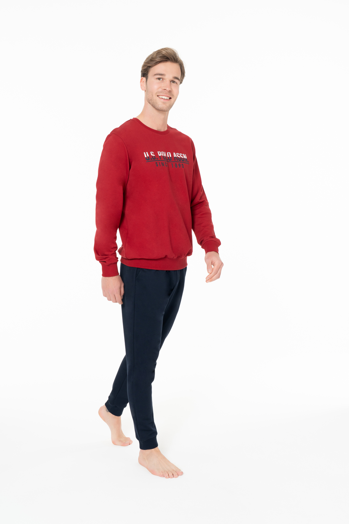 یو اس پولو لباس خانگی زرشکی مردانه یو اس پولو اس ان