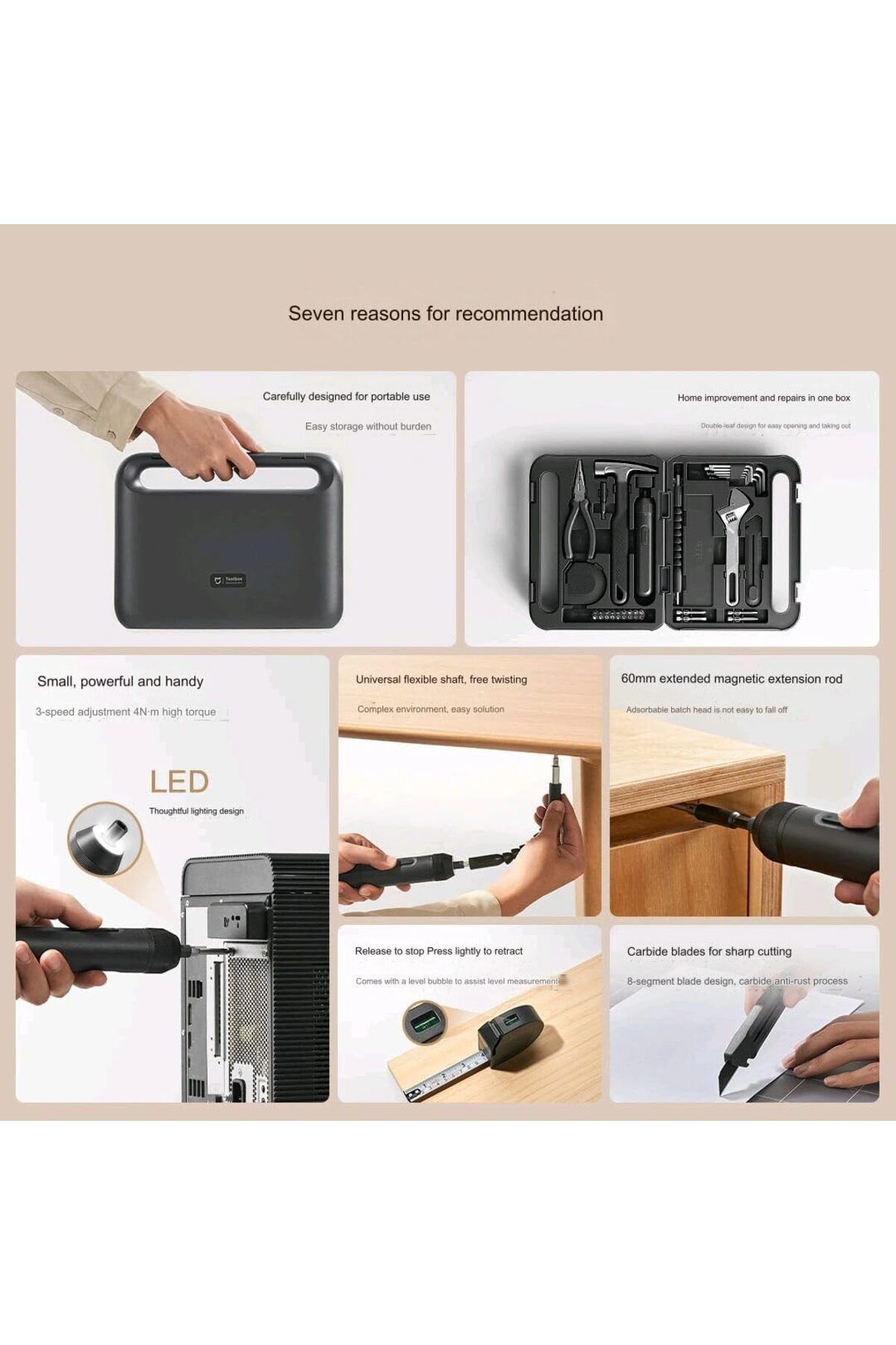 Xiaomi-Mijia Multifunctional Screwdriver Toolbox MJGJX001QW with LED Portable Home Tool Set 4