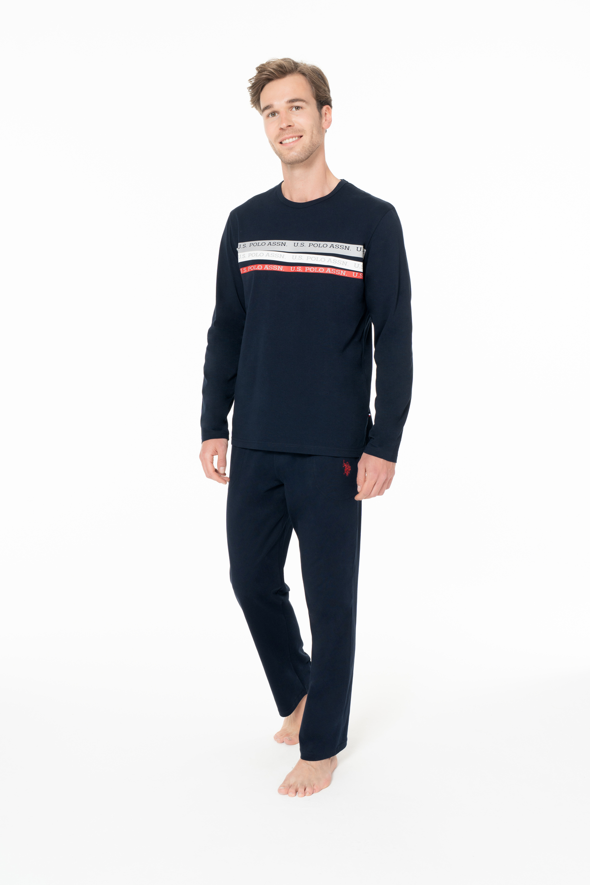 یو اس پولو ست لباس خواب مردانه یو اس پولو مدل Assn. سرمه‌ای