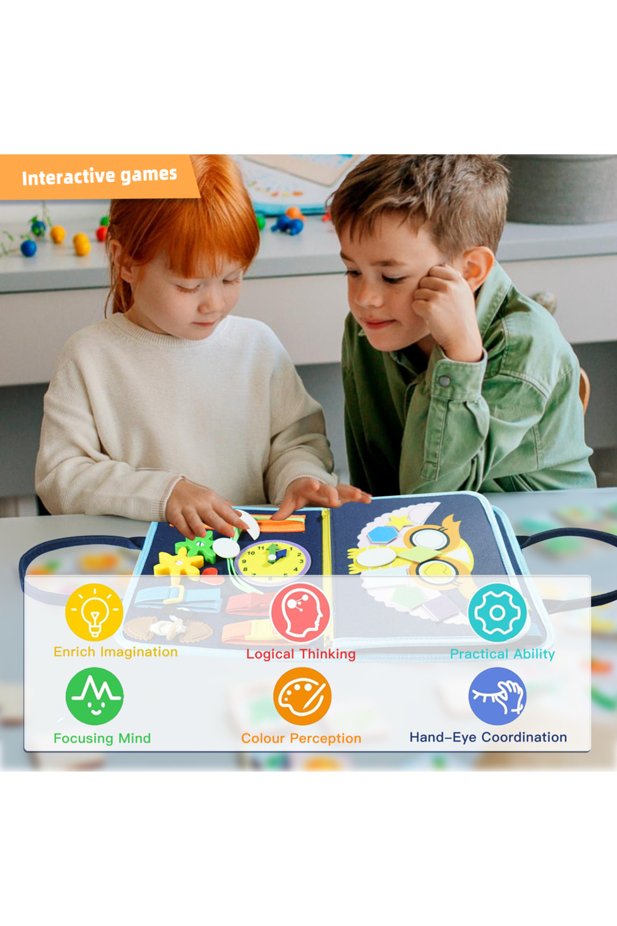 تخته سرگرمی چندکاره ۷ در ۱ دپ بلو مونتهسوری برای کودکان ۳ تا ۶ ساله – اسباببازی آموزشی حسی برای مهارتهای حرکتی ظریف