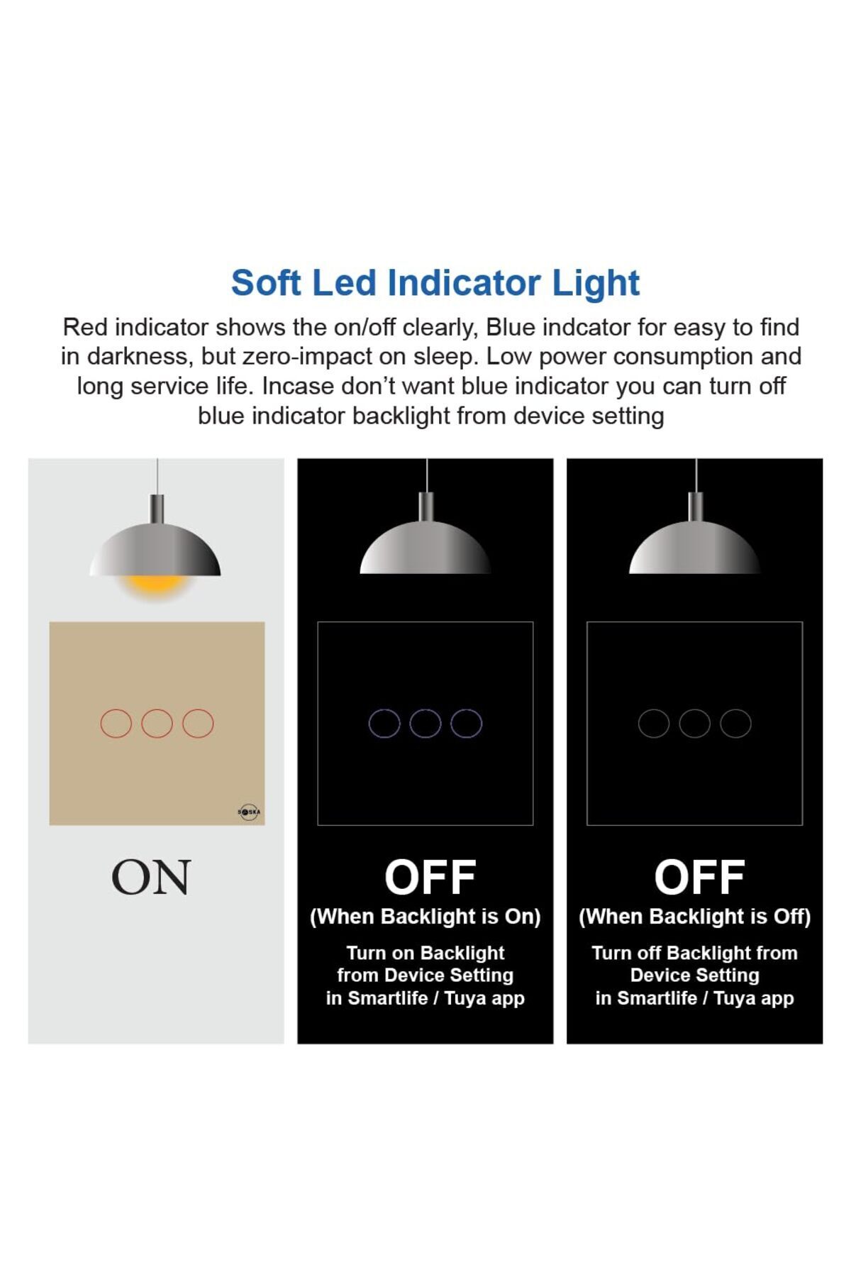 SASKA-Smart Wifi Touch Light Switch (SJ-A1) Smartlife App Control - Works with Alexa (2 Gang, Gold) 5