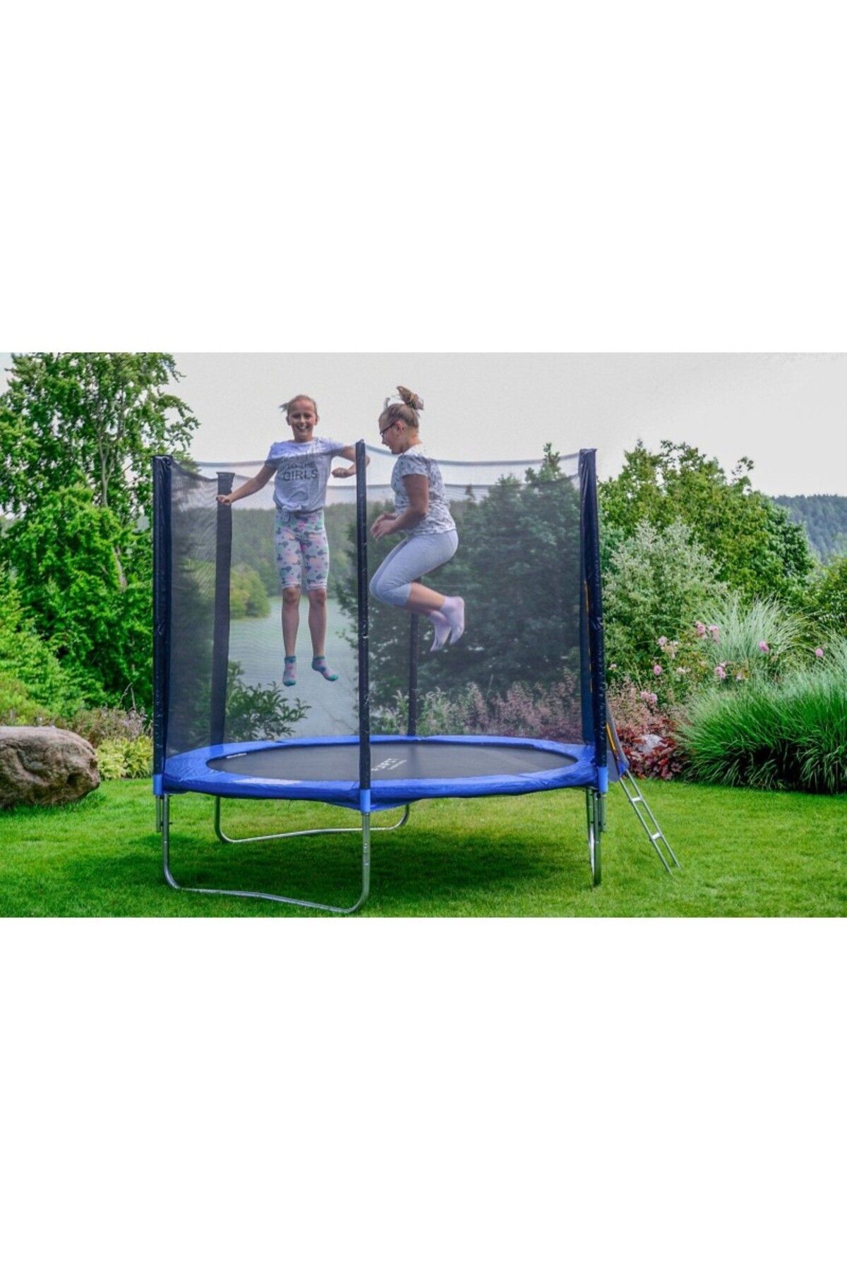 FUNFIT-Trampoline with net and access ladder, diameter 252 cm, maximum 120 kg, blue 3