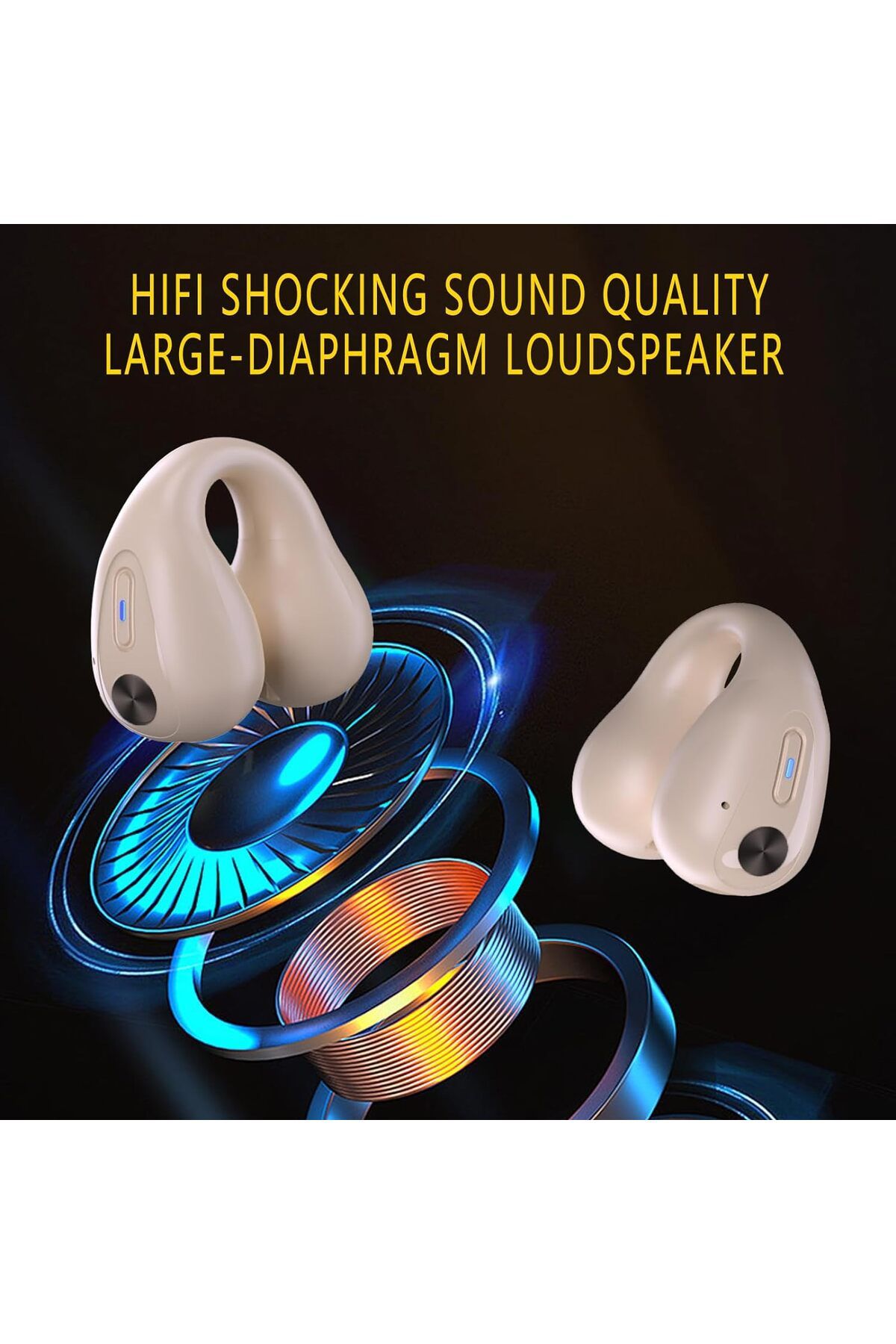 Vichema Tech-Wireless Audio Headphones, HI-FI sound quality, Vichema Tech® LY6, Bluetooth 5.3, Ear clips, Beige 3