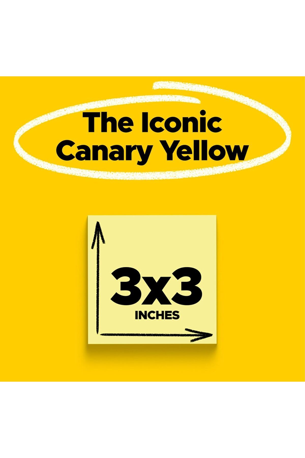 Post-it-Notes 3 in x 3 in, 2 Pads, America's #1 Favorite Sticky Notes, Canary Yellow 3