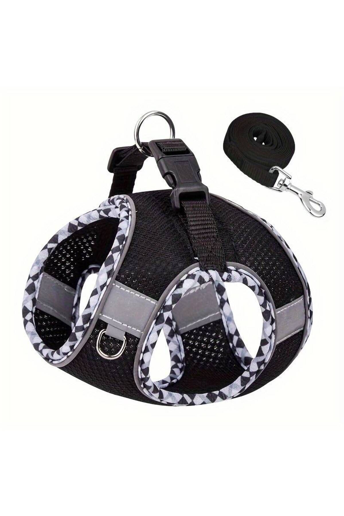 QuTek-Harness and leash set, with padded vest, made of breathable mesh, comfortable, for dogs and cats 1
