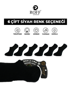 ROFF ÇORAP Bambu Erkek Sneaker Çorap Dikişsiz Görünmez Bilekte Spor Çorap 6’l...