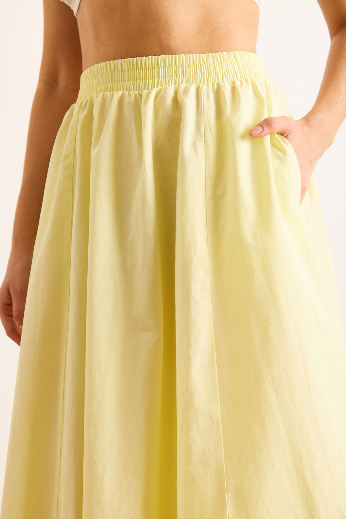 Olalook  Kadın Sarı Beli Lastikli Paraşüt Çan Etek ETK-19000280 - Görsel 6