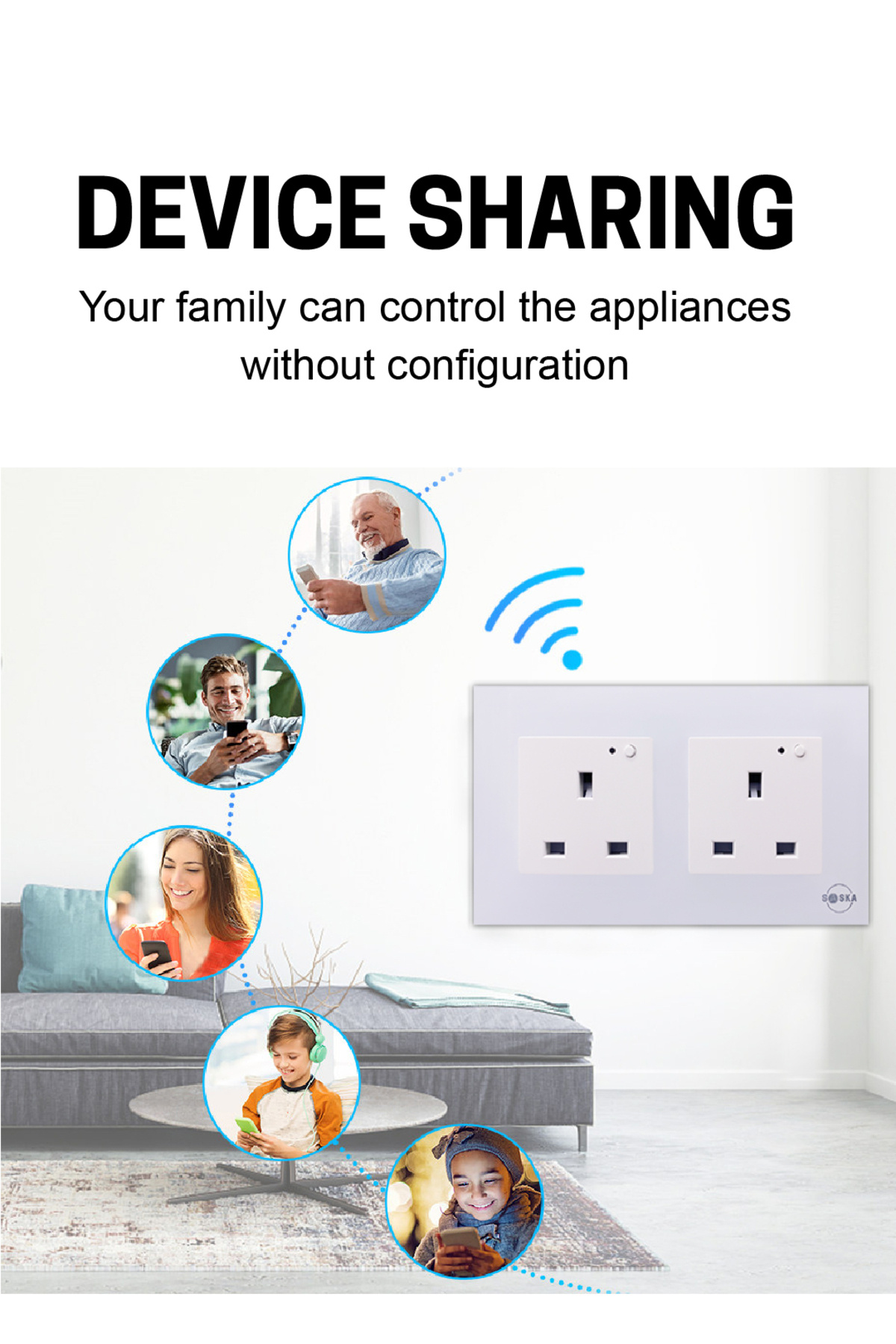 SASKA-WiFi Smart Wall Socket Outlet app Control Works with Alexa (White, Double Socket) 7