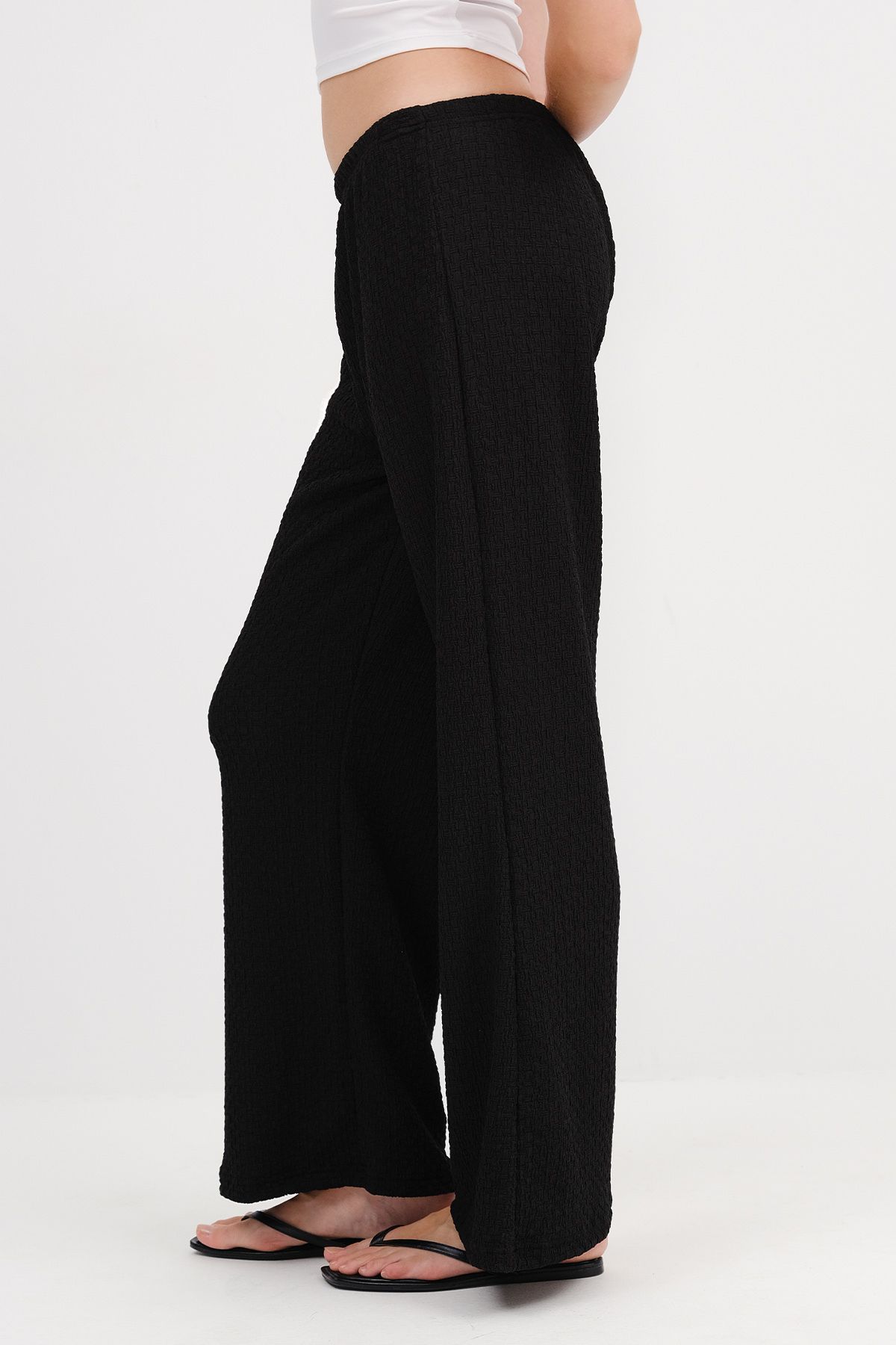Addax-Textured Trousers with Elastic Waist Pn0546-L6 4