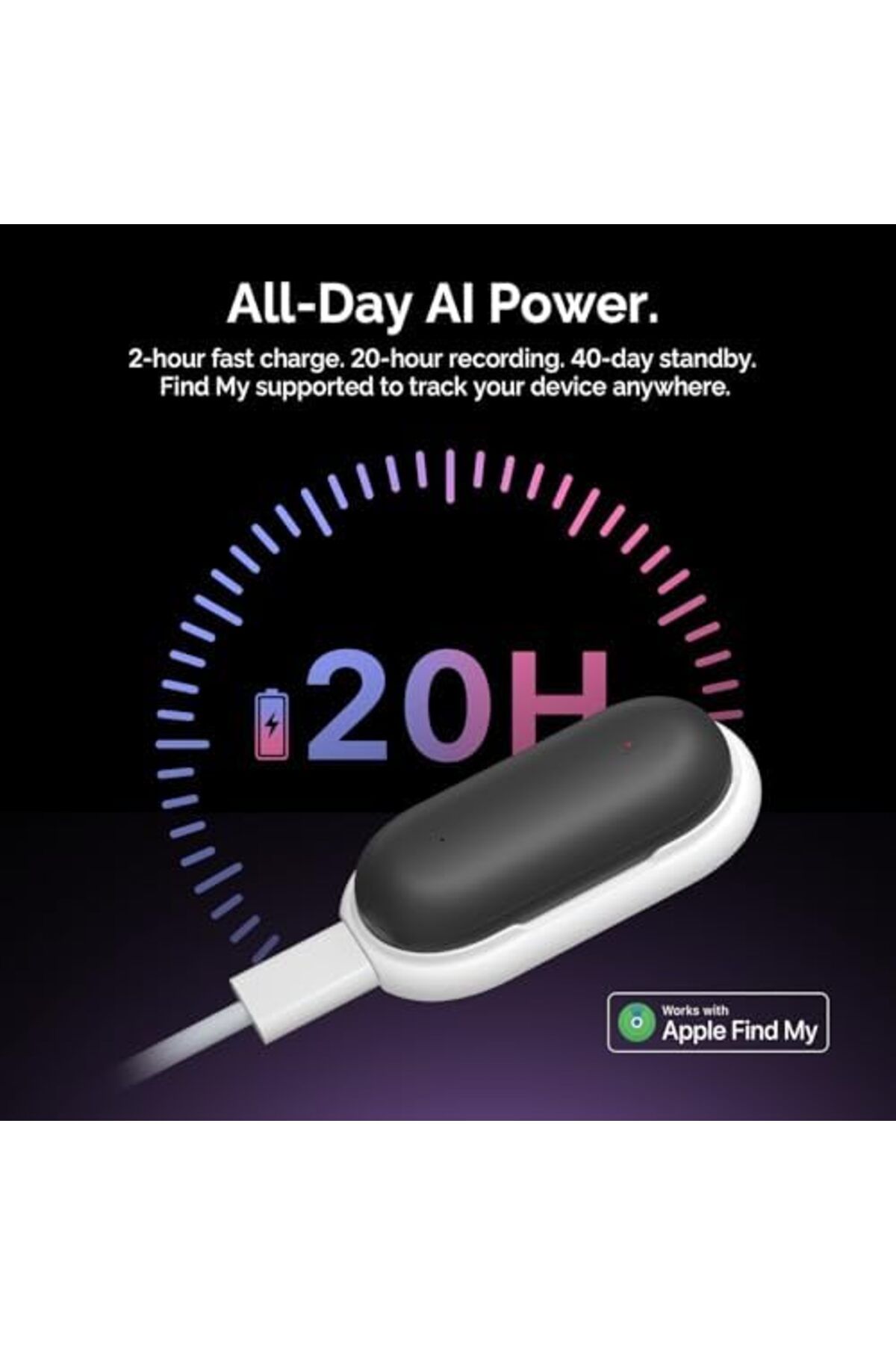 Plaud.ai-مسجل صوت PLAUD NotePin AI، تحكم بالتطبيق، مسجل ملاحظات AI، نسخ وتلخيص AI (رمادي كوني) 5