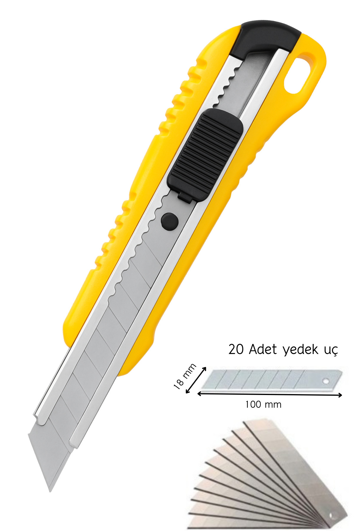 Kent Pazarı Maket Bıçağı + 20 Yedek Uç | Keskin Bıçak, Ergonomik Tasarım, Kaymaz Sap, Plastik Gövdeli