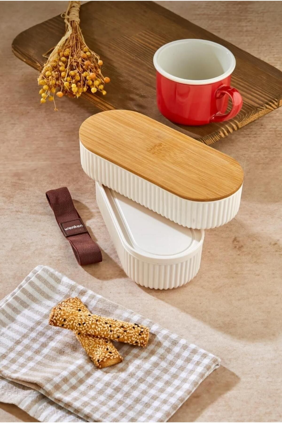 Bayev-Wenken Bamboo 2-Piece Storage Box Lunch Box 3504 - 2-Layer Rubberized Compartment Storage Container 3