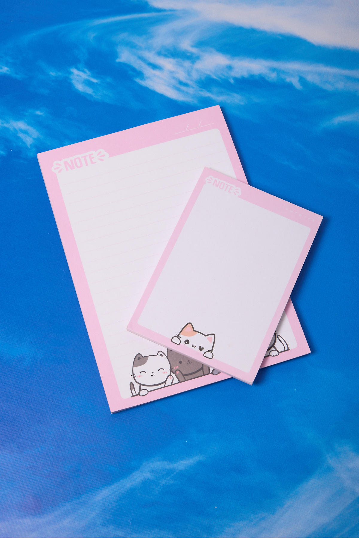 Lolla-2-Pack Desktop Pink Cat Notepad Lined Medium and Dotted Small Size 100 Sheets Notepad 3