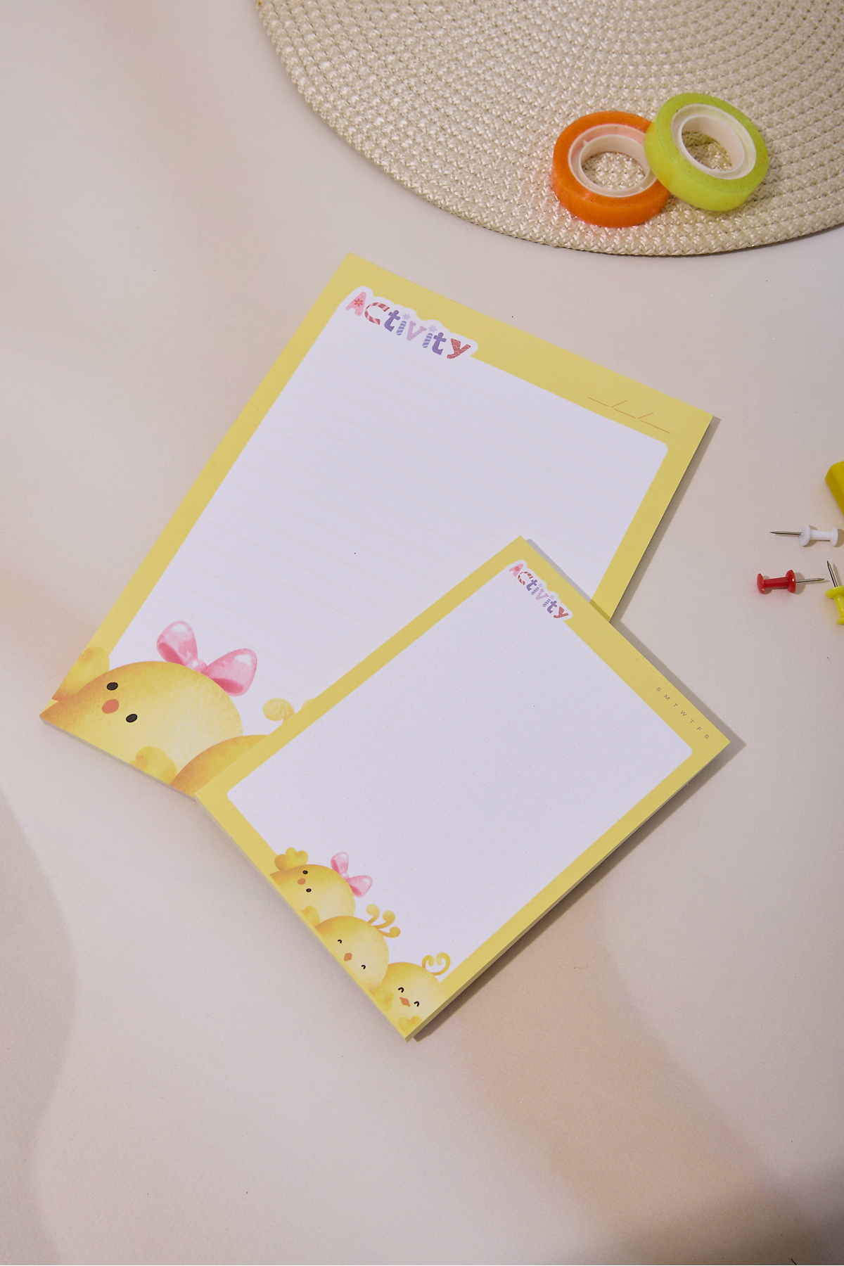 Lolla-2-Pack Desktop Yellow Chick Notepad Lined Medium and Dotted Small Size 100 Sheets Notepad 4