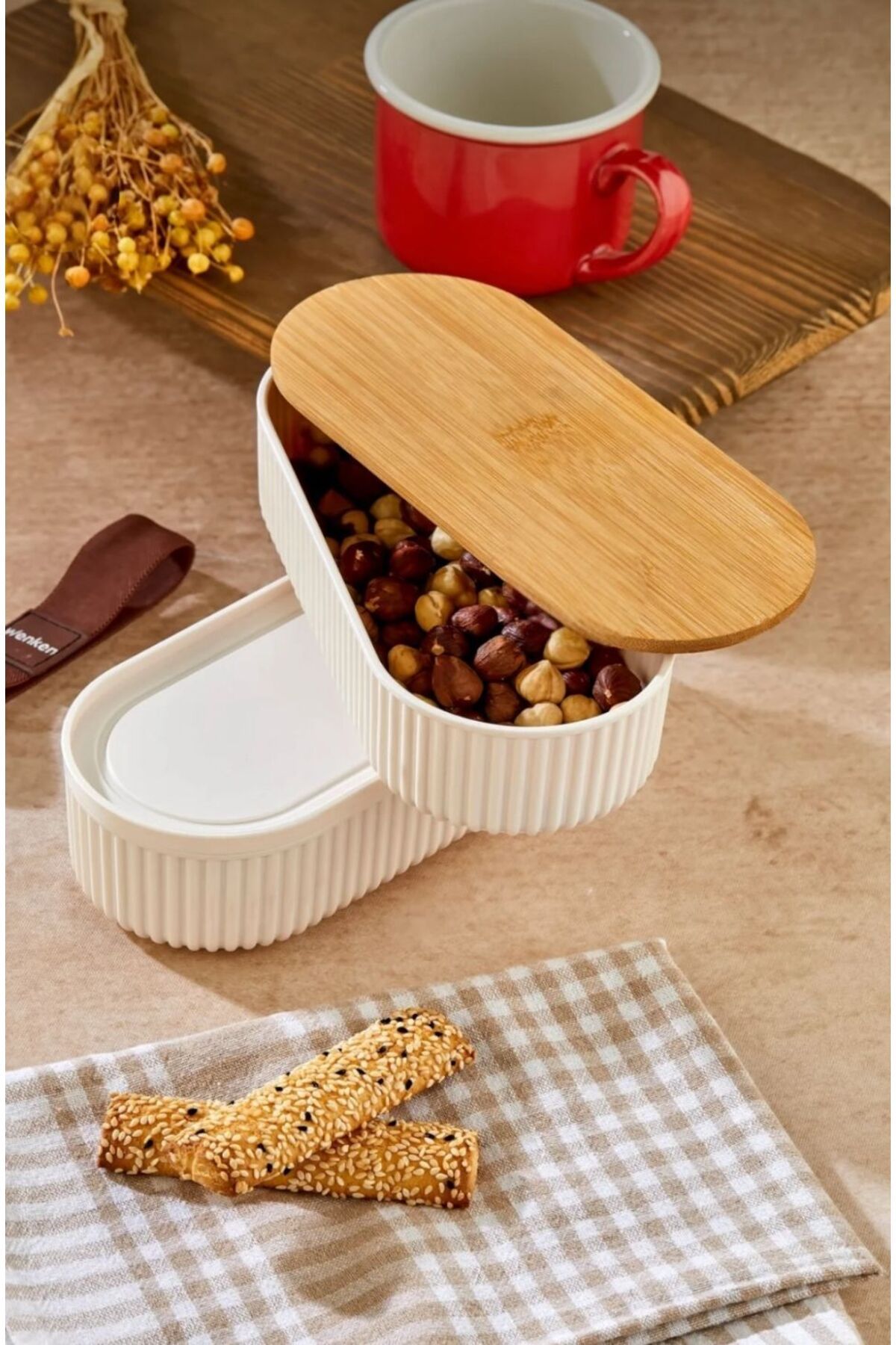 Bayev-Wenken Bamboo 2-Piece Storage Box Lunch Box 3504 - 2-Layer Rubberized Compartment Storage Container 4