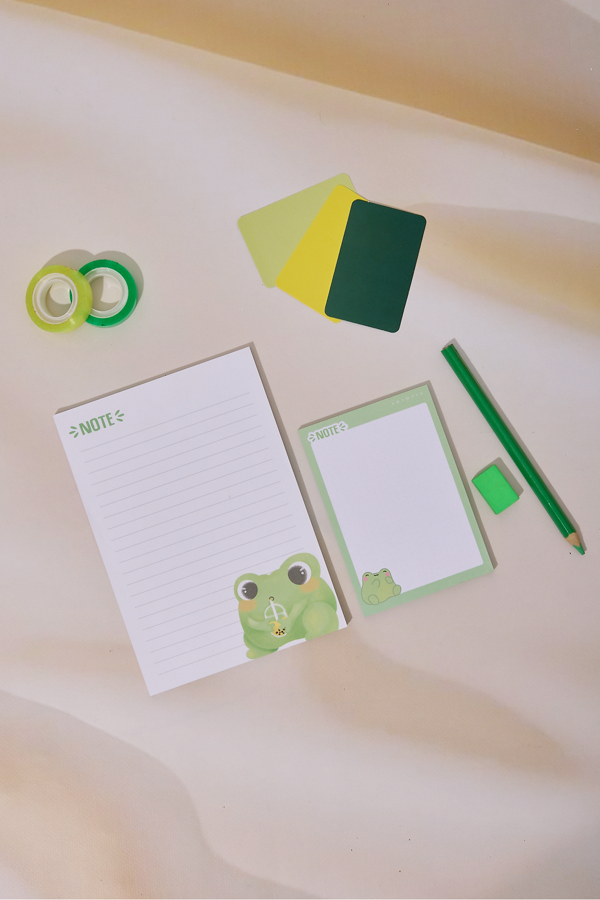 Lolla-2-Pack Desktop Green Frog Notepad Lined Medium and Dotted Small Size 100 Sheets Memo Pad 1