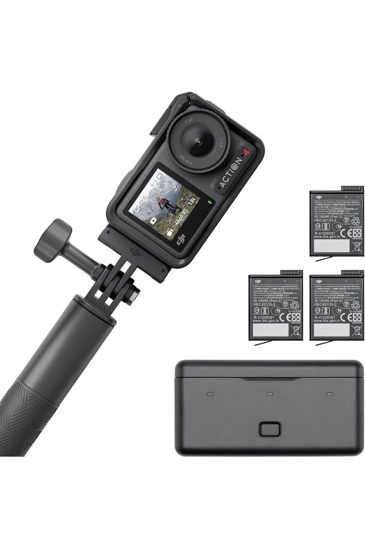 DJI-Osmo Action 4 Adventure Combo - Waterproof Action Camera with 4K/120fps, 1/1.3 Inch Sensor, 10-b 1