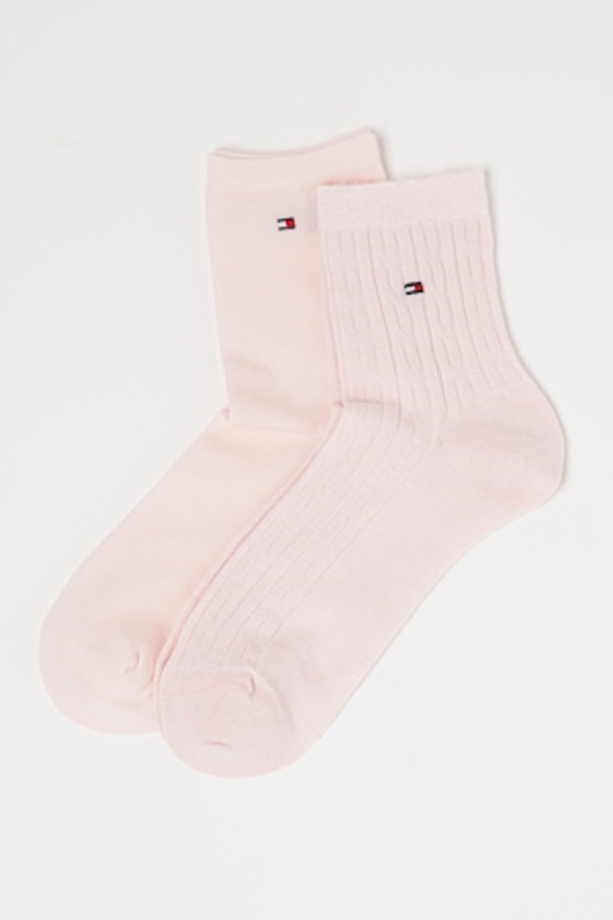 Tommy Hilfiger-, Set of Long Socks with Twisted Pattern - 2 Pairs, Pastel Pink, Size 35-38 1