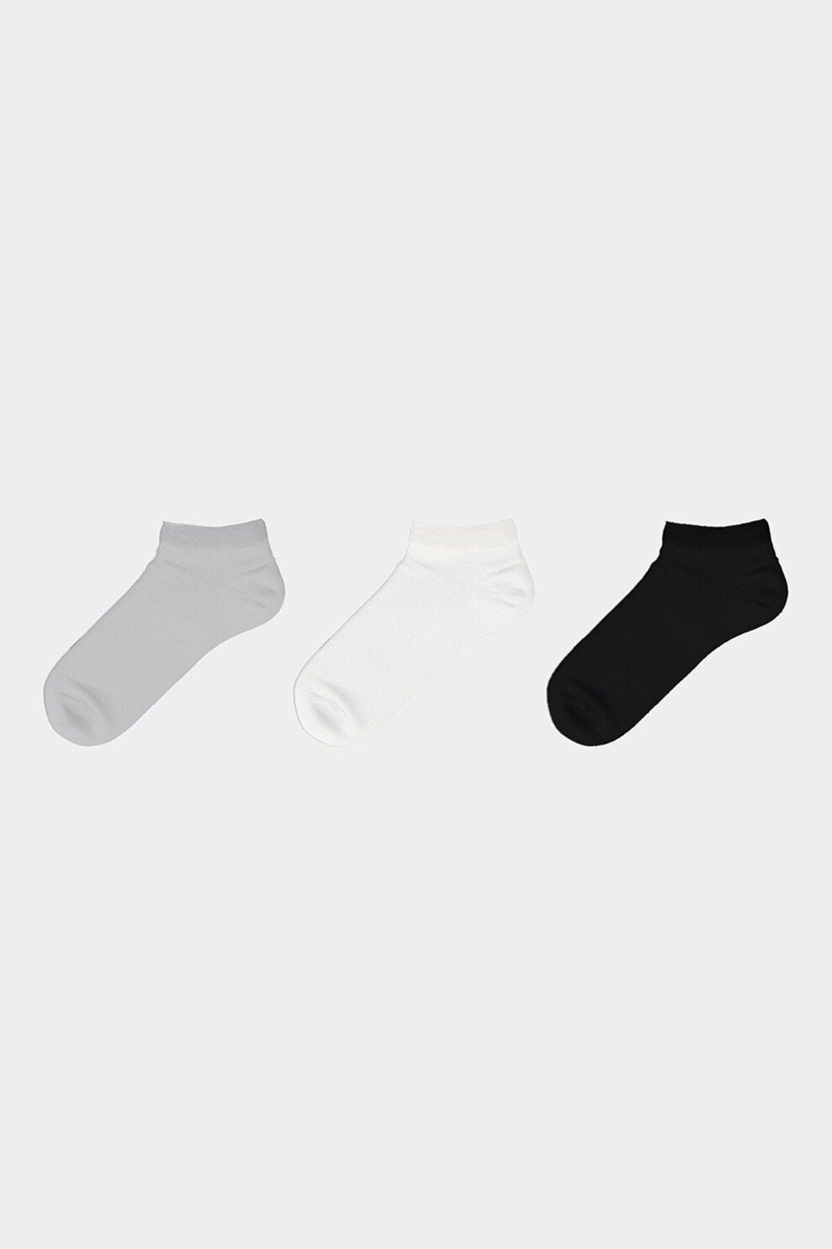 LC Waikiki-- Set of short socks with plain pattern - 3 pairs, White, Black, Grey, 36-38 4