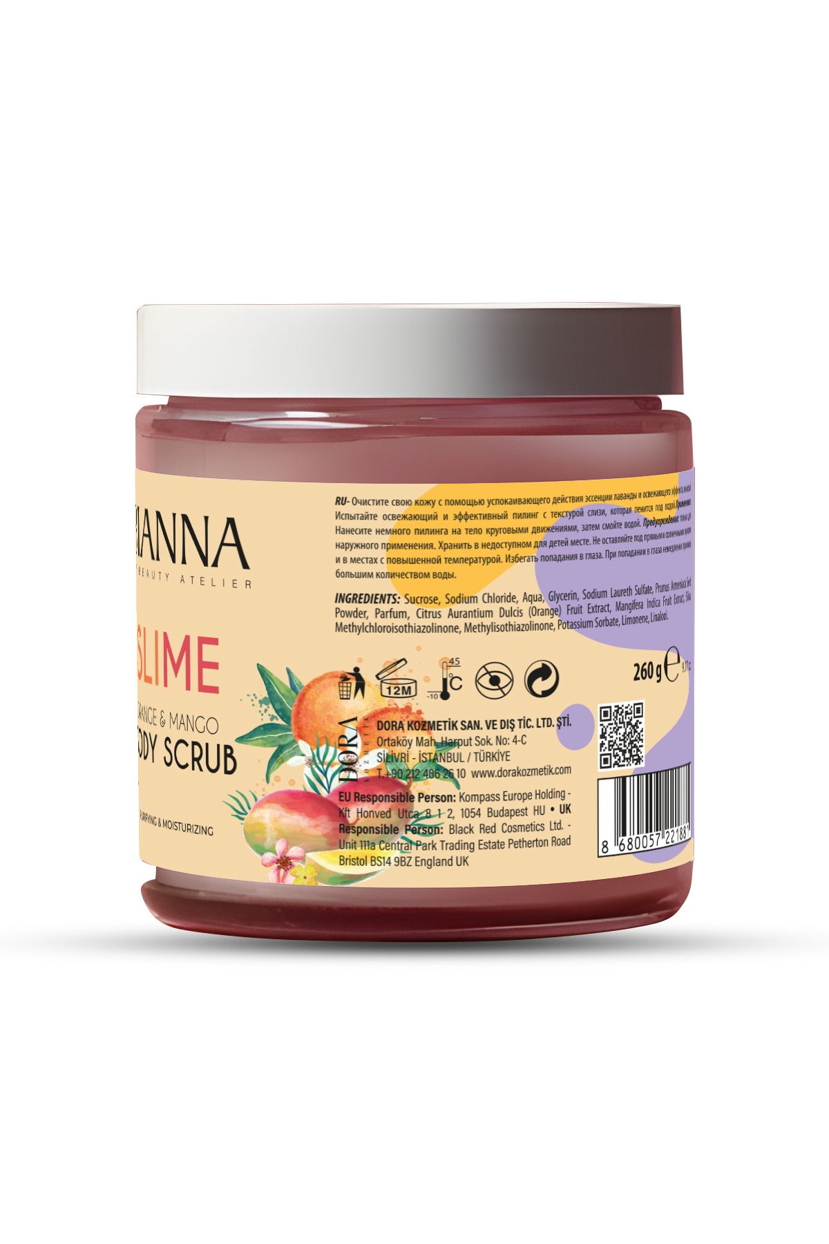 Bianna-Purifying & Moisturizing Slime Body Peeling with Orange & Mango Extract - 260Gr 5