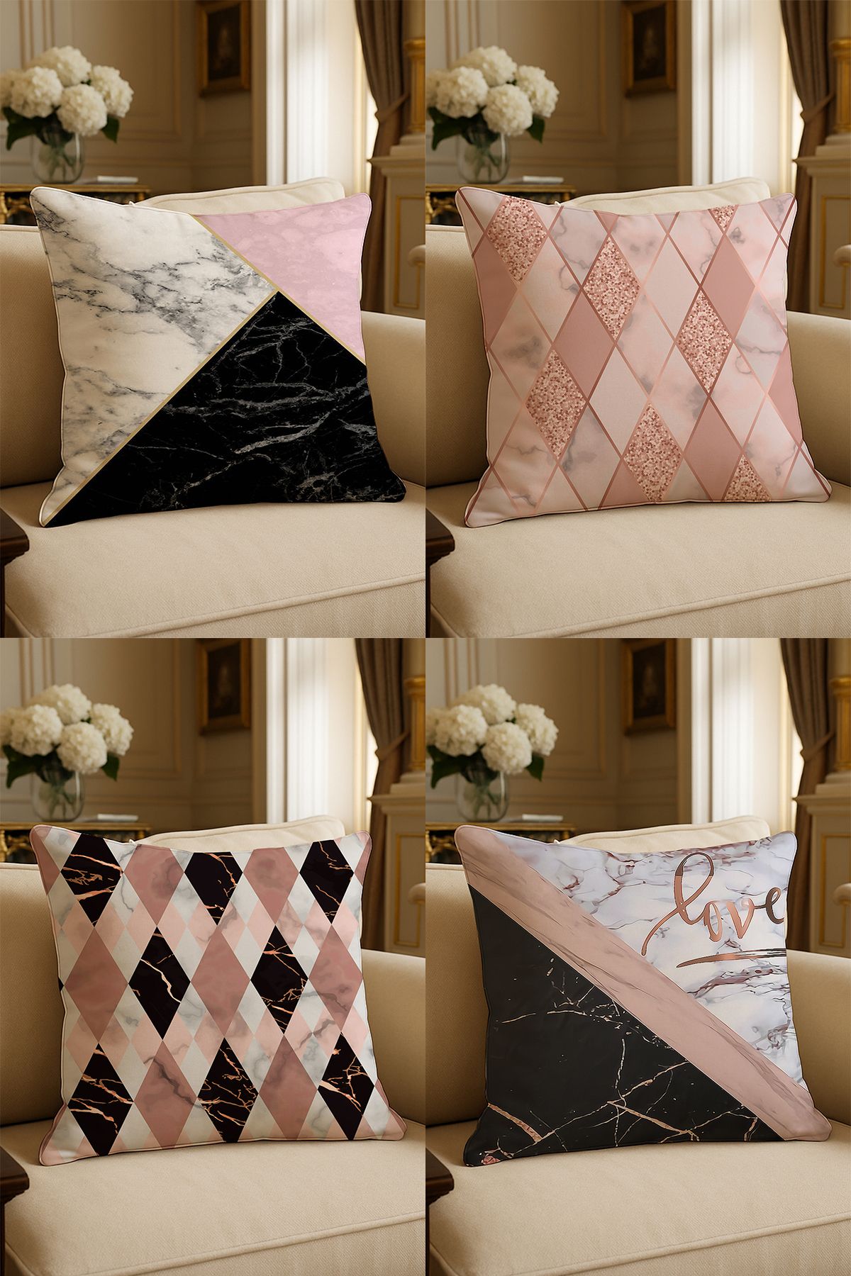 LadiesHome-Special Design Digital Printed Decorative Throw Pillow Case 43X43 cm Double Sided Set of 4 1